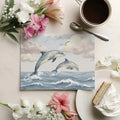 Watercolor Jumping Dolphins Mural Wallpaper — Coastal Calm Mural Wallpaper - room preview 03