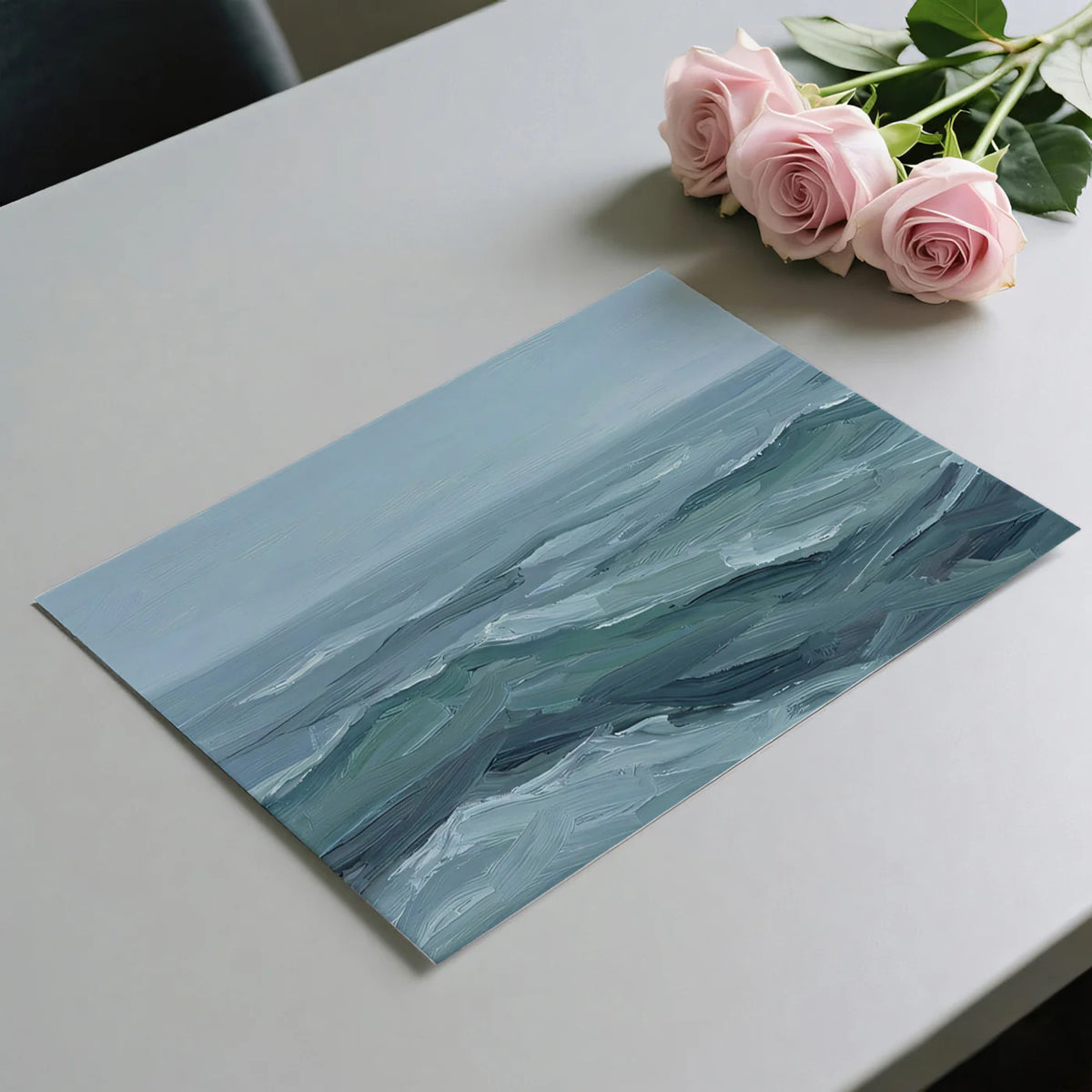 Impressionist Ocean Wave Mural Wallpaper — Moody Coastal Art Mural Wallpaper - room preview 03