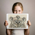 Cuddling Koala Watercolor Mural Wallpaper — Soft Animal Art Mural Wallpaper - room preview 03