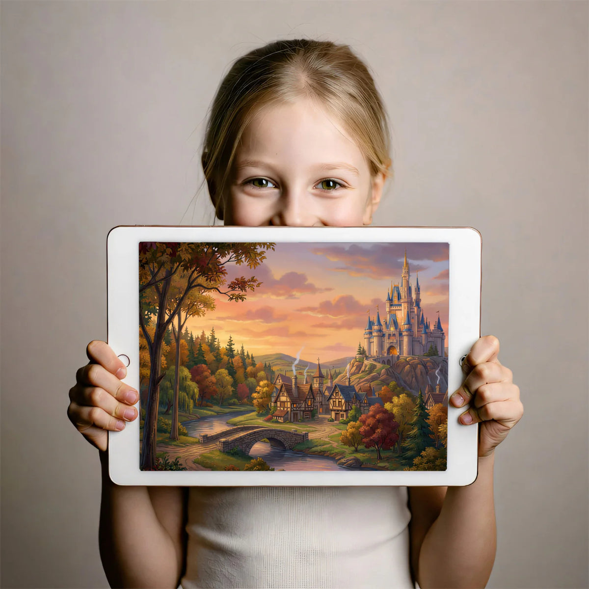 Fairytale Castle Landscape Mural Wallpaper — Whimsical Storybook Scene Mural Wallpaper - room preview 03