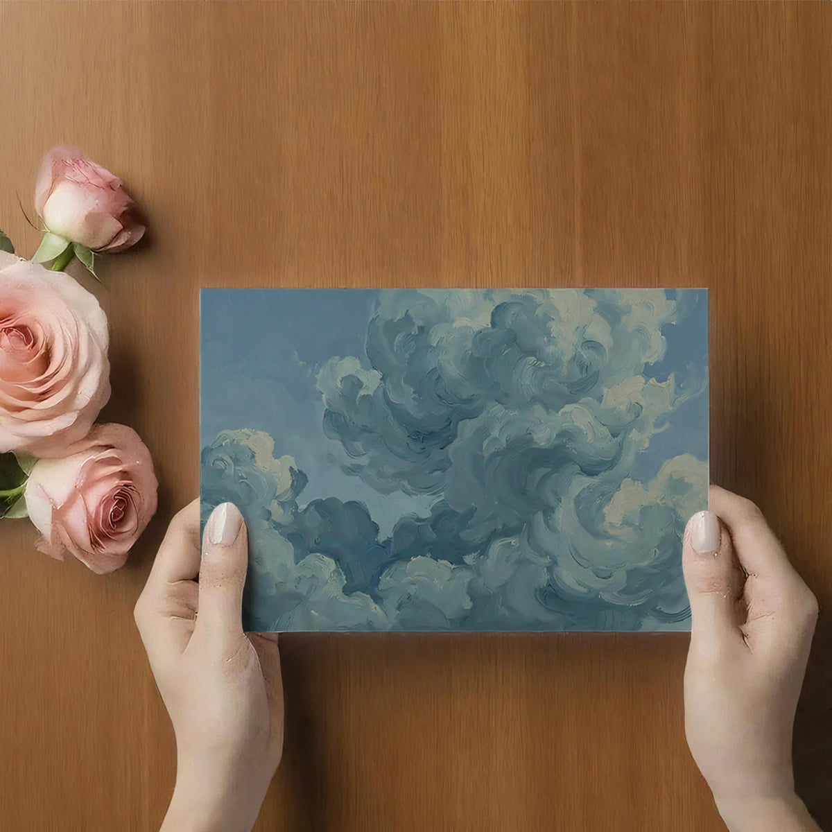 Impasto Sky Mural Wallpaper — Oil Painted Clouds Pattern Mural Wallpaper - room preview 03