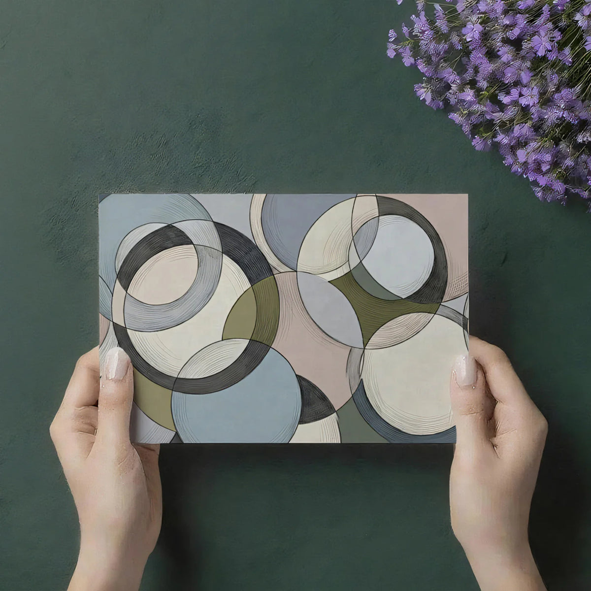Abstract Intersecting Circles Mural Wallpaper — Modern Ring Design Mural Wallpaper - room preview 03