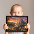 Fairytale Kingdom Landscape Mural Wallpaper — Whimsical Storybook Scene Mural Wallpaper - room preview 03