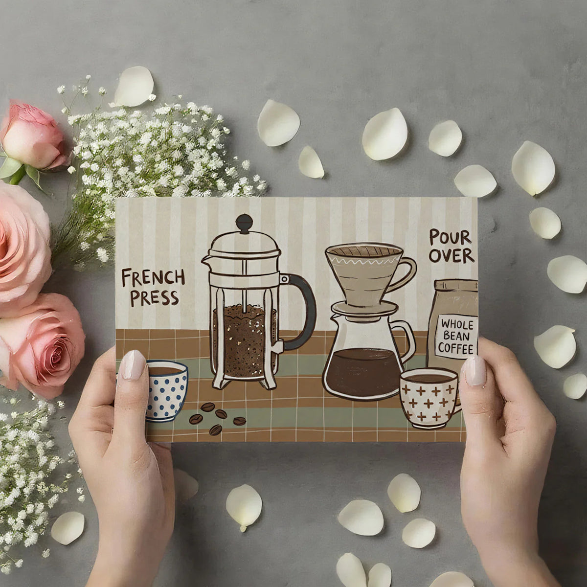 Vintage Coffee Bar Mural Wallpaper — Hand-Drawn Cafe Illustration Mural Wallpaper - room preview 03