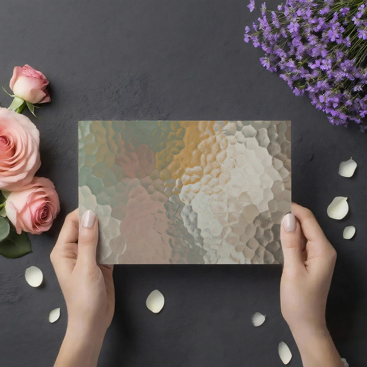 Frosted Glass Mosaic Mural Wallpaper — Soft Abstract Light Mural Wallpaper - room preview 03