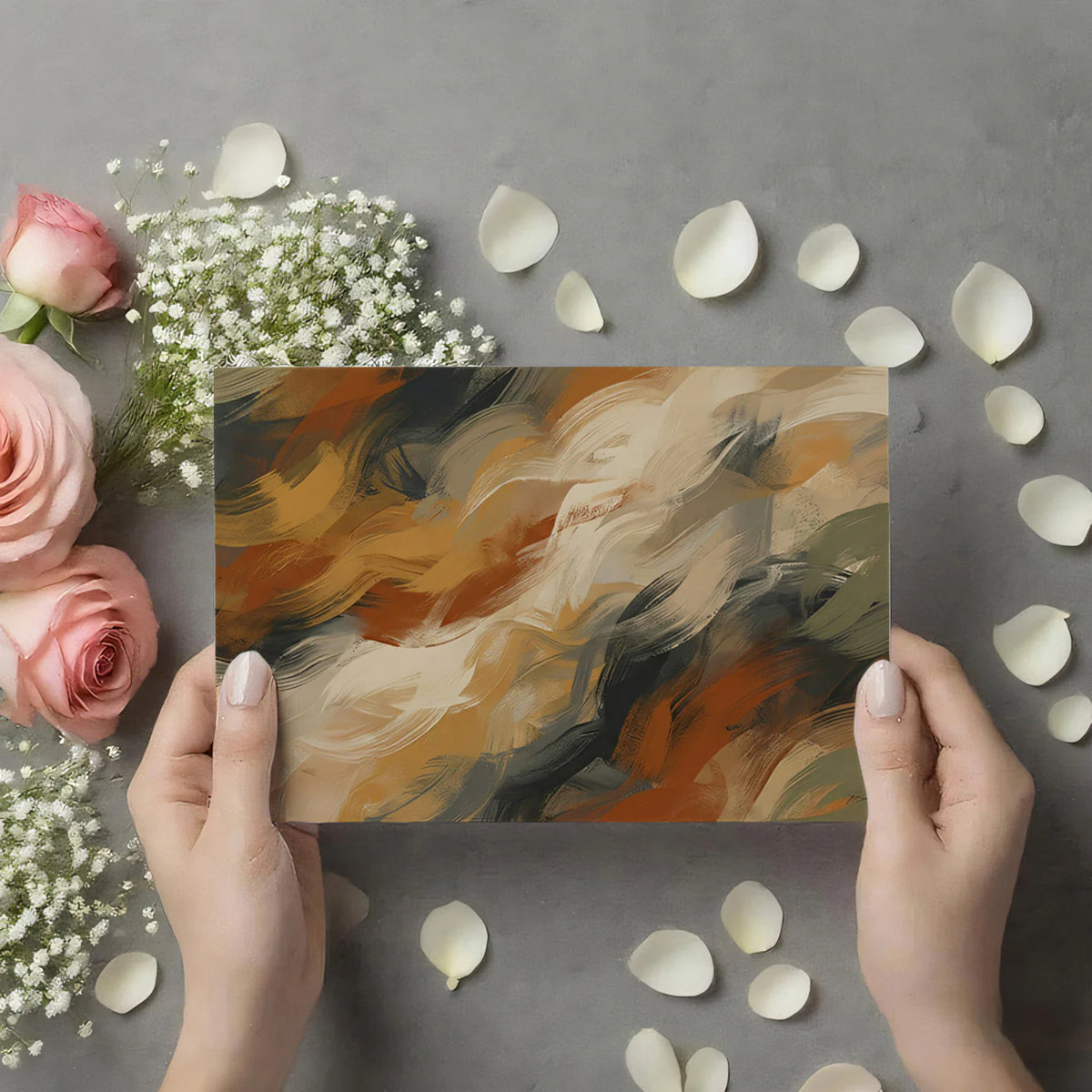 Abstract Earthy Brushstroke Mural Wallpaper — Organic Movement Mural Wallpaper - room preview 03