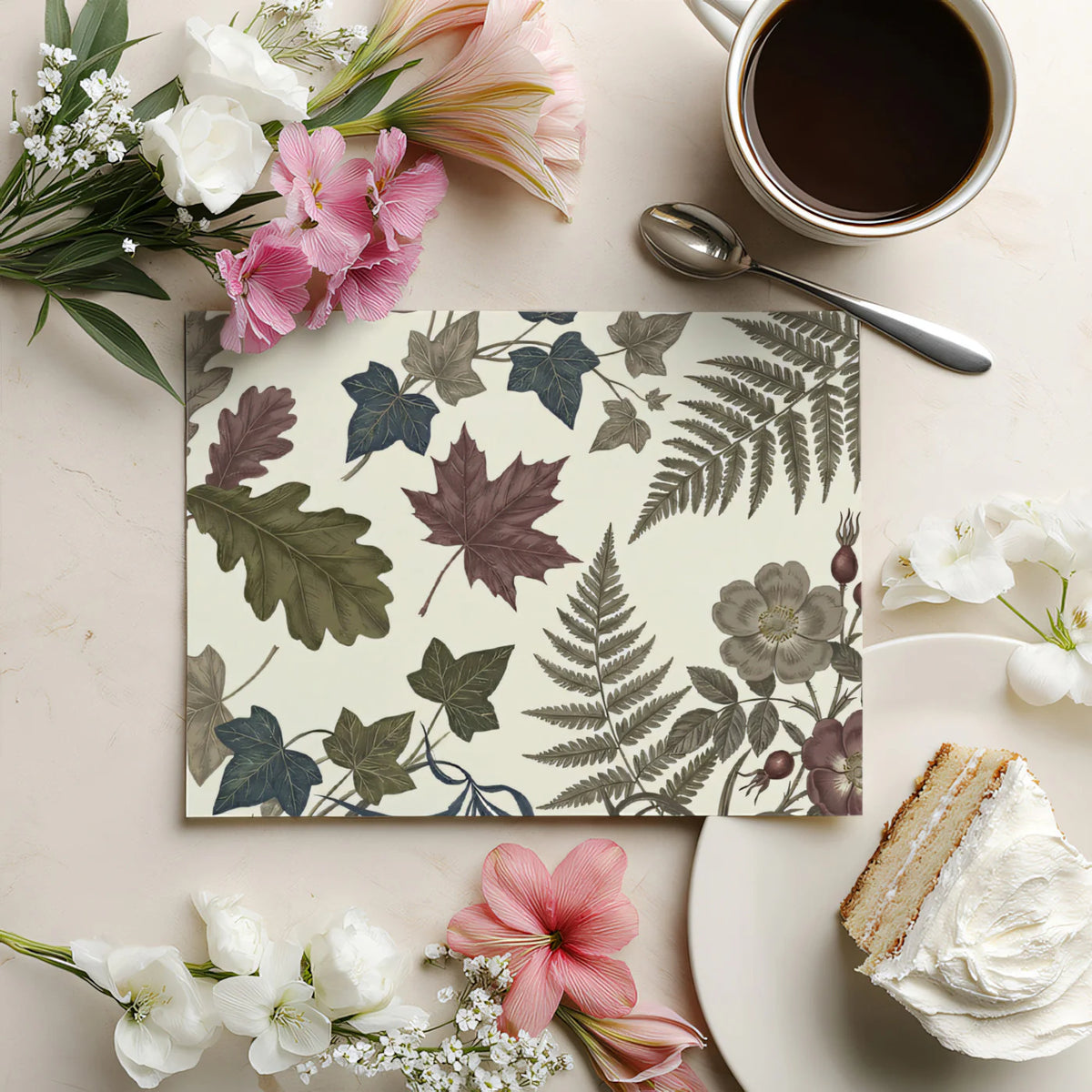 Vintage Autumn Botanical Mural Wallpaper in Rich Earthy Tones Mural Wallpaper - room preview 03