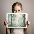 Misty Woodland Deer Mural Wallpaper — Atmospheric Nature Scene Mural Wallpaper - room preview 03