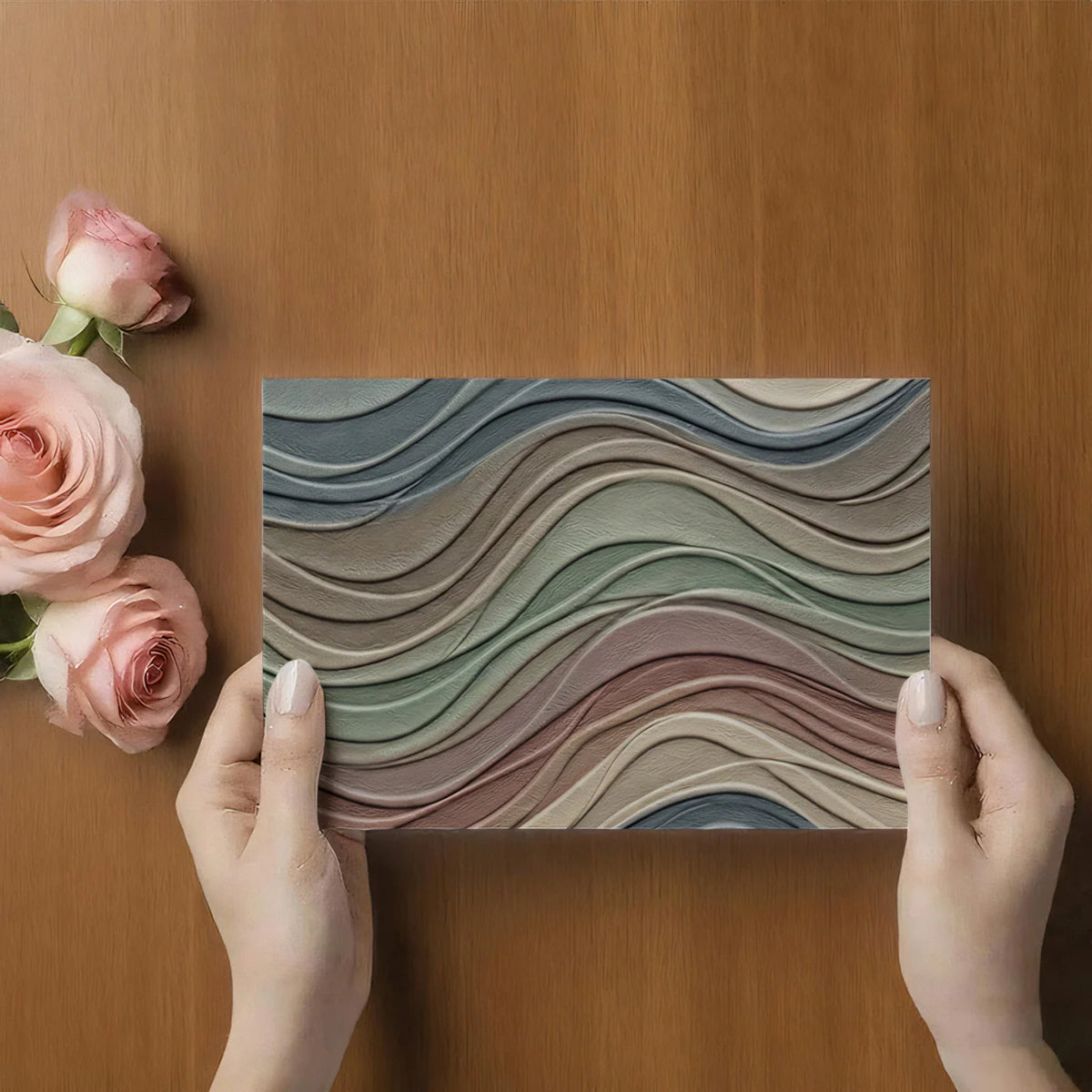 Fluid Wave 3D Mural Wallpaper — Abstract Layered Texture Design Mural Wallpaper - room preview 03