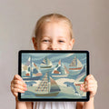 Dolphin and Sailboat Mural Wallpaper — Whimsical Coastal Art Mural Wallpaper - room preview 03