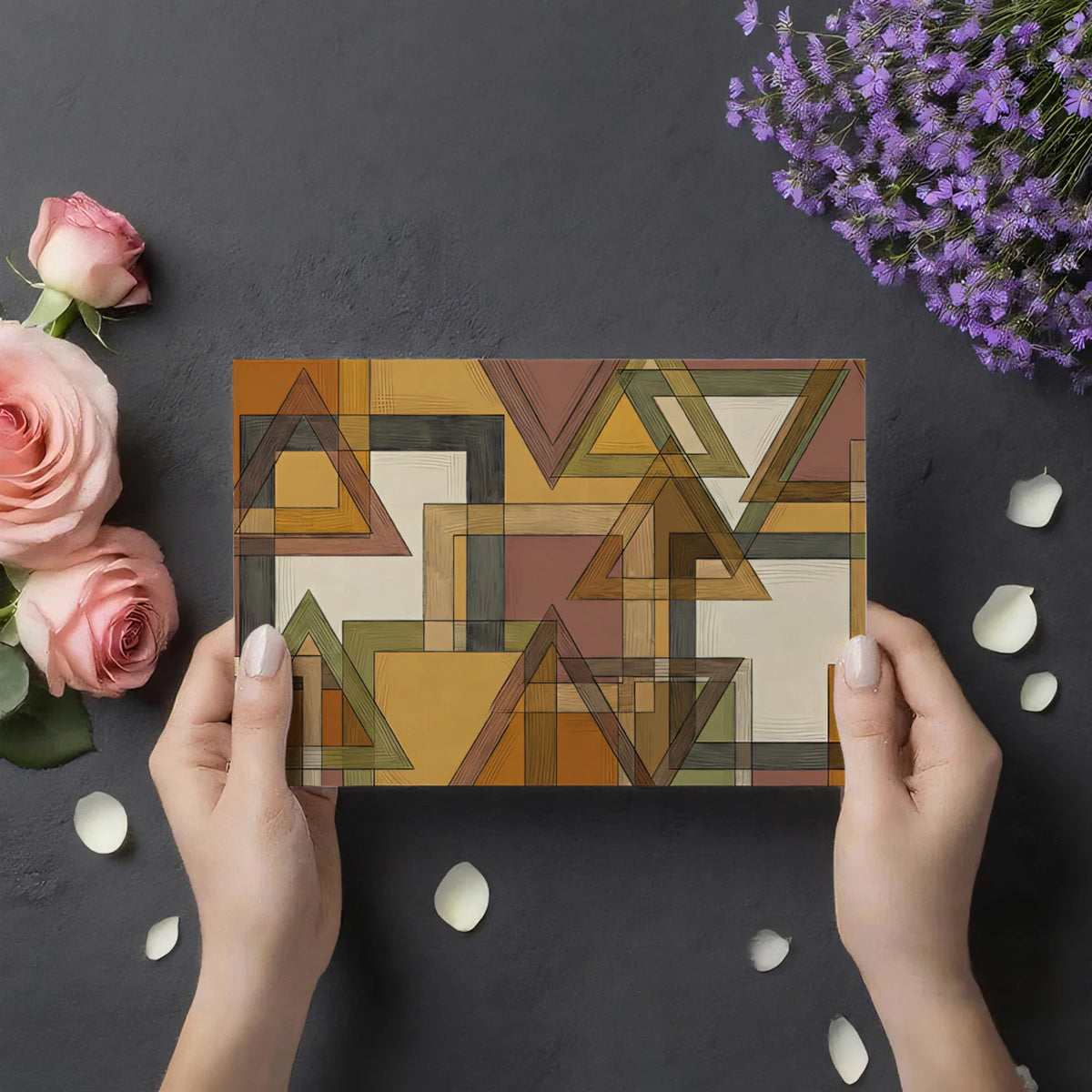 Abstract Geometric Mural Wallpaper — Retro Mid-Century Shapes Mural Wallpaper - room preview 03