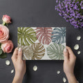 Watercolor Monstera Leaf Mural Wallpaper — Organic Tropical Design Mural Wallpaper - room preview 03