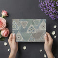 Bohemian Mandala Triangle Mural Wallpaper — Earthy Indigo Pattern Mural Wallpaper - room preview 03