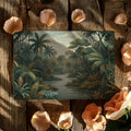 Vintage Tropical River Mural Wallpaper — Muted Botanical Landscape Mural Wallpaper - room preview 03