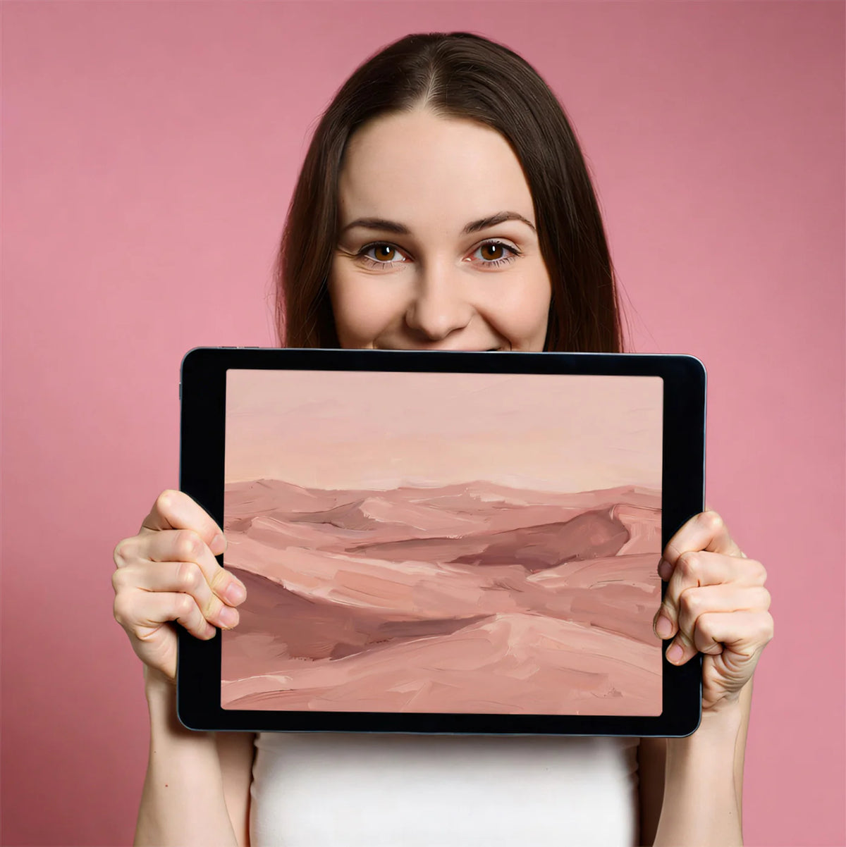 Abstract Desert Dunes Mural Wallpaper — Earthy Pink Brushstrokes Mural Wallpaper - room preview 03
