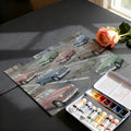 Vintage Classic Car Parking Mural Wallpaper — Retro Illustration Mural Wallpaper - room preview 03