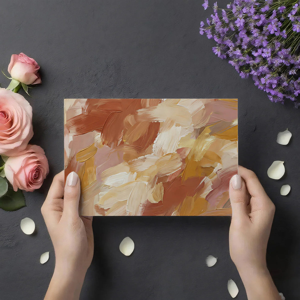 Abstract Earth Tone Brushstroke Mural Wallpaper — Artisan Paint Mural Wallpaper - room preview 03