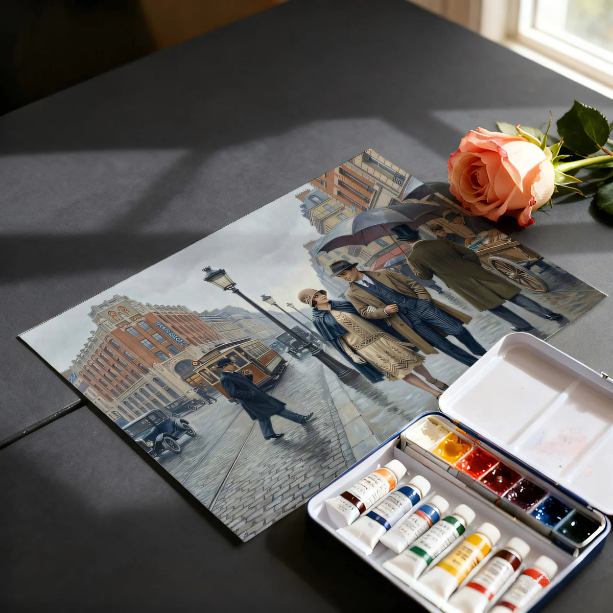 Vintage Parisian Street Scene Mural Wallpaper for Elegant Interiors Mural Wallpaper - room preview 03