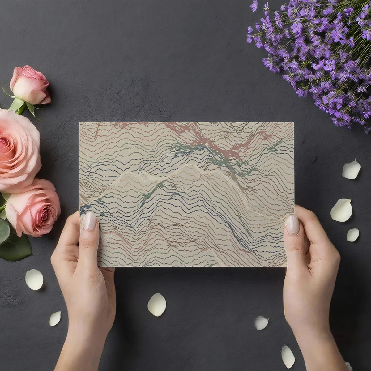 Topographic Contour Line Mural Wallpaper — Modern Abstract Art Mural Wallpaper - room preview 03