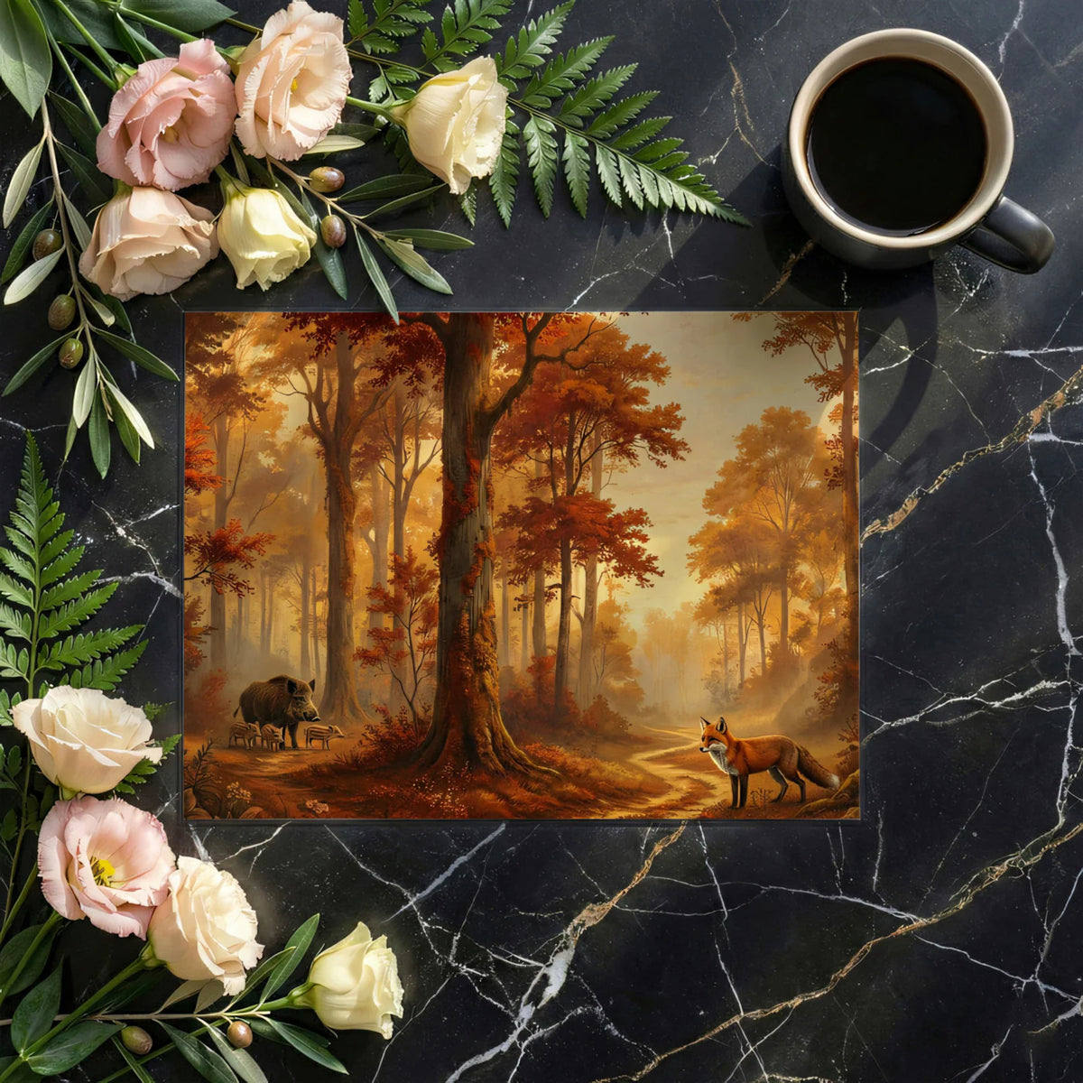 Autumn Forest Wildlife Mural Wallpaper — Warm Woodland Scene Mural Wallpaper - room preview 03