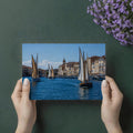 Mediterranean Harbor Sailboat Wallpaper Sunny Coastal Town Mural French Riviera Nautical Decor Mural Wallpaper - room preview 03
