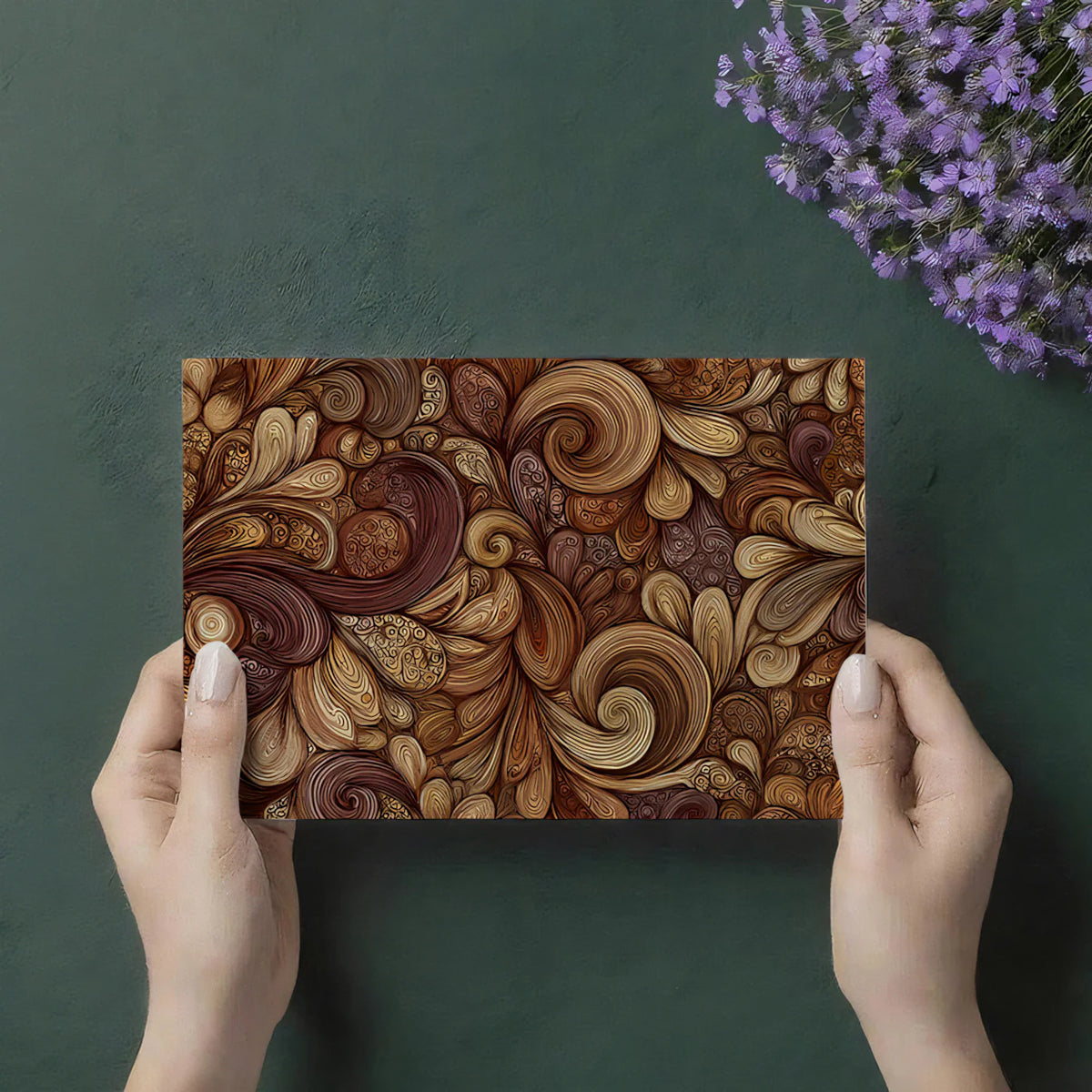 Intricate Swirl Pattern Wallpaper Vintage Ornate Floral Mural Warm Earth Tones Bohemian Wall Art Mural Wallpaper - room preview 03