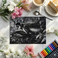 Colobus Monkey Jungle Mural Wallpaper — Monochrome Etching Design Mural Wallpaper - room preview 03