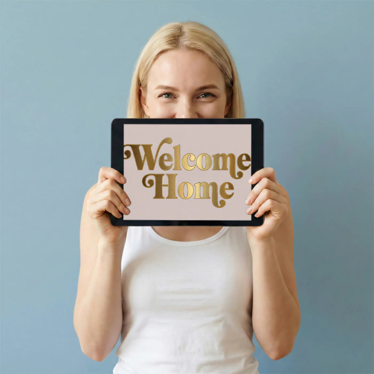 Welcome Home Gold Typography Mural Wallpaper — Minimalist Decor Mural Wallpaper - room preview 03