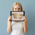 Welcome Home Gold Typography Mural Wallpaper — Minimalist Decor Mural Wallpaper - room preview 03