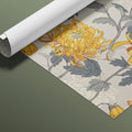 Golden Chrysanthemum Botanical Mural Wallpaper — Vintage Floral Mural Wallpaper - room preview 03
