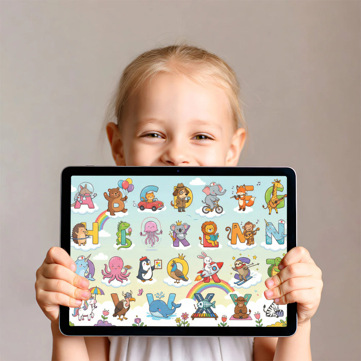Cheerful Animal Alphabet Mural Wallpaper — Whimsical Educational Art Mural Wallpaper - room preview 03