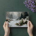 Winter Rose Path Mural Wallpaper — Impressionist Oil Painting Mural Wallpaper - room preview 03