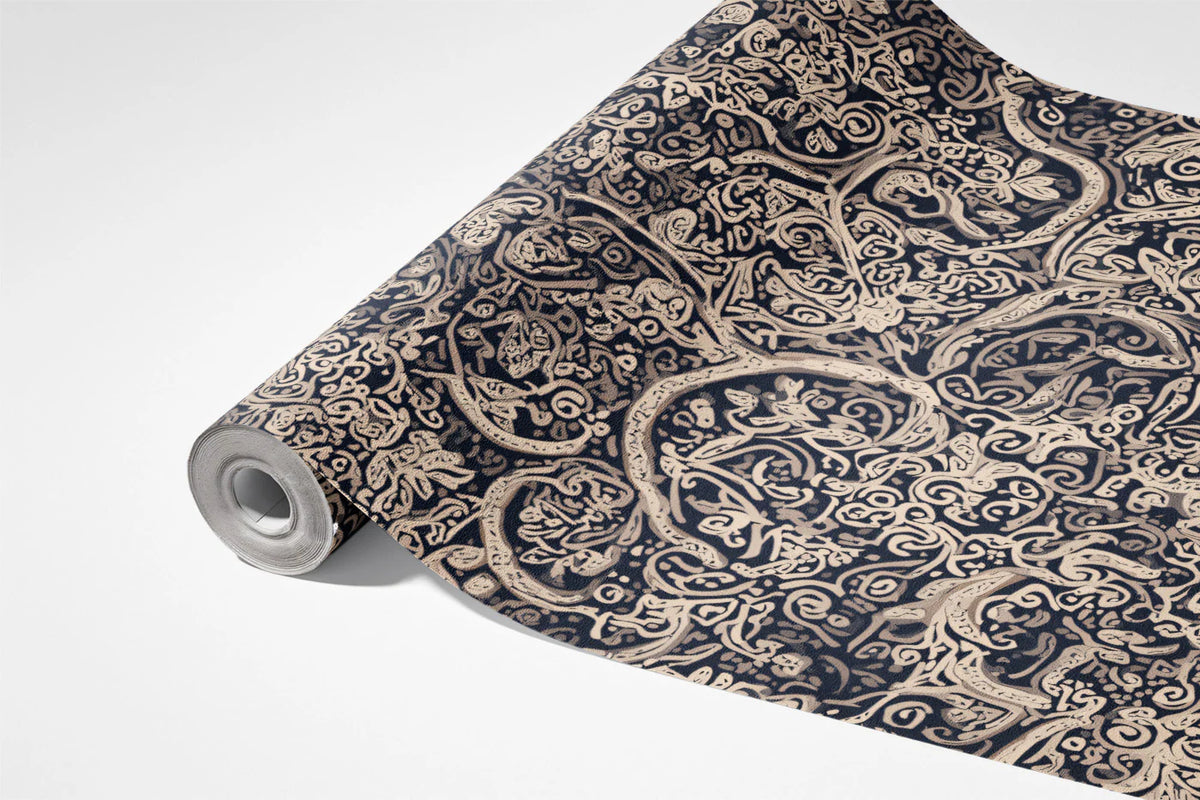 Tangled Filigree Mural Wallpaper — Gothic Maximalist Aesthetic Mural Wallpaper - room preview 03
