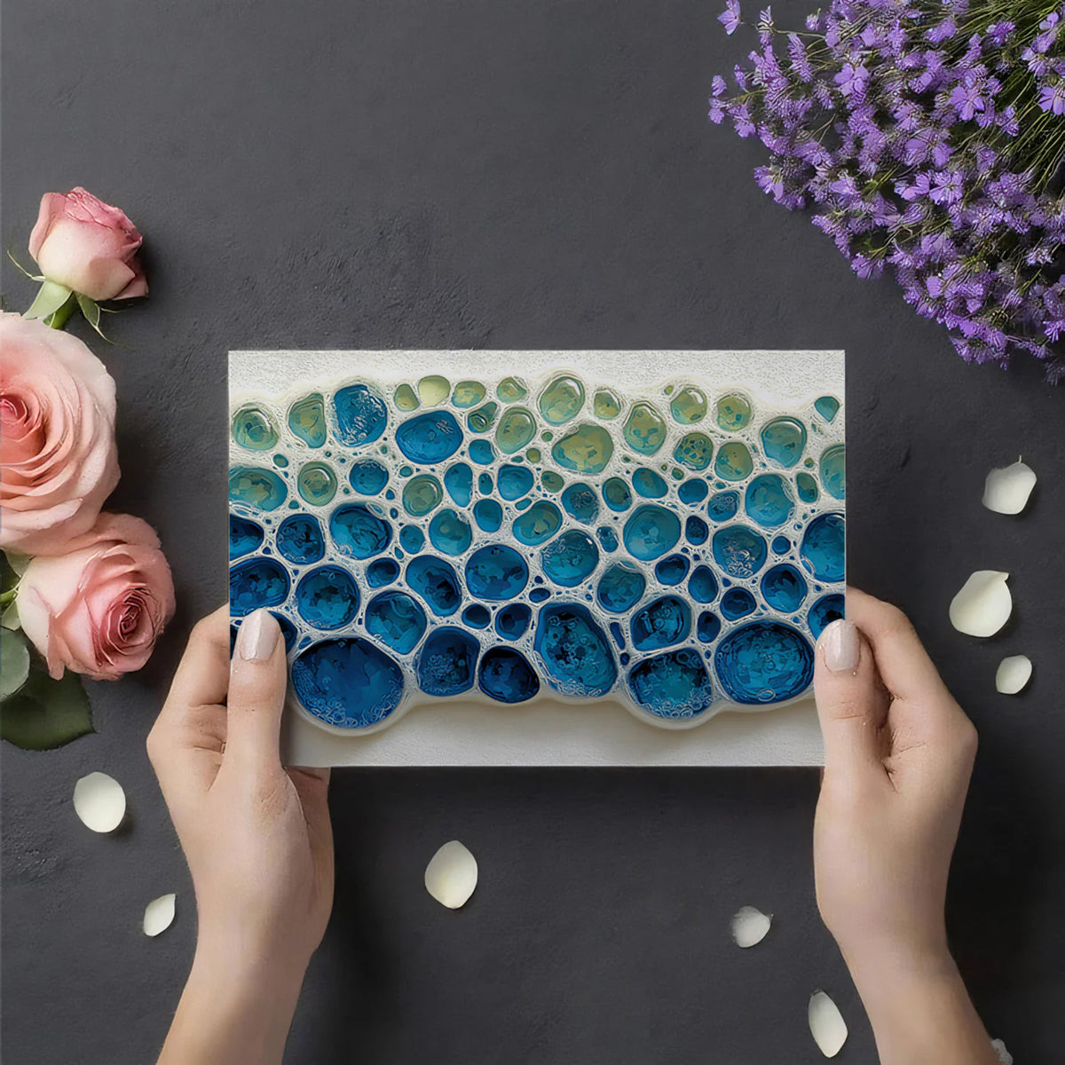 Coastal Sea Foam Mural Wallpaper — Modern Fluid Art Mural Wallpaper - room preview 03