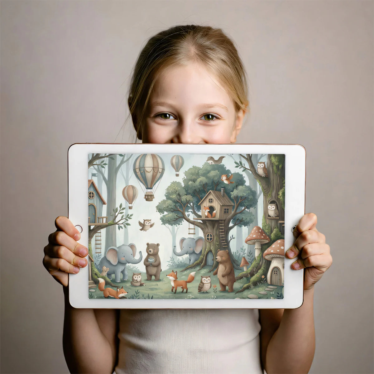 Whimsical Treehouse Woodland Animal Mural Wallpaper for Kids Mural Wallpaper - room preview 03