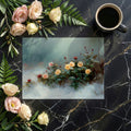 Winter Rose Garden Mural Wallpaper — Impressionistic Floral Art Mural Wallpaper - room preview 03