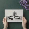 Winter Tree and Concentric Fence Mural Wallpaper — Minimalist Art Mural Wallpaper - room preview 03