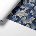 Indigo Acanthus Leaf Mural Wallpaper — Traditional Botanical Pattern Mural Wallpaper - room preview 03