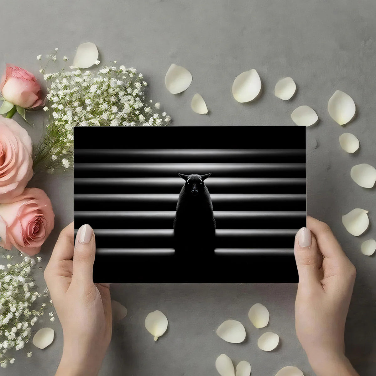 Minimalist Creature and Pipe Mural Wallpaper — Cinematic Monochrome Mural Wallpaper - room preview 03