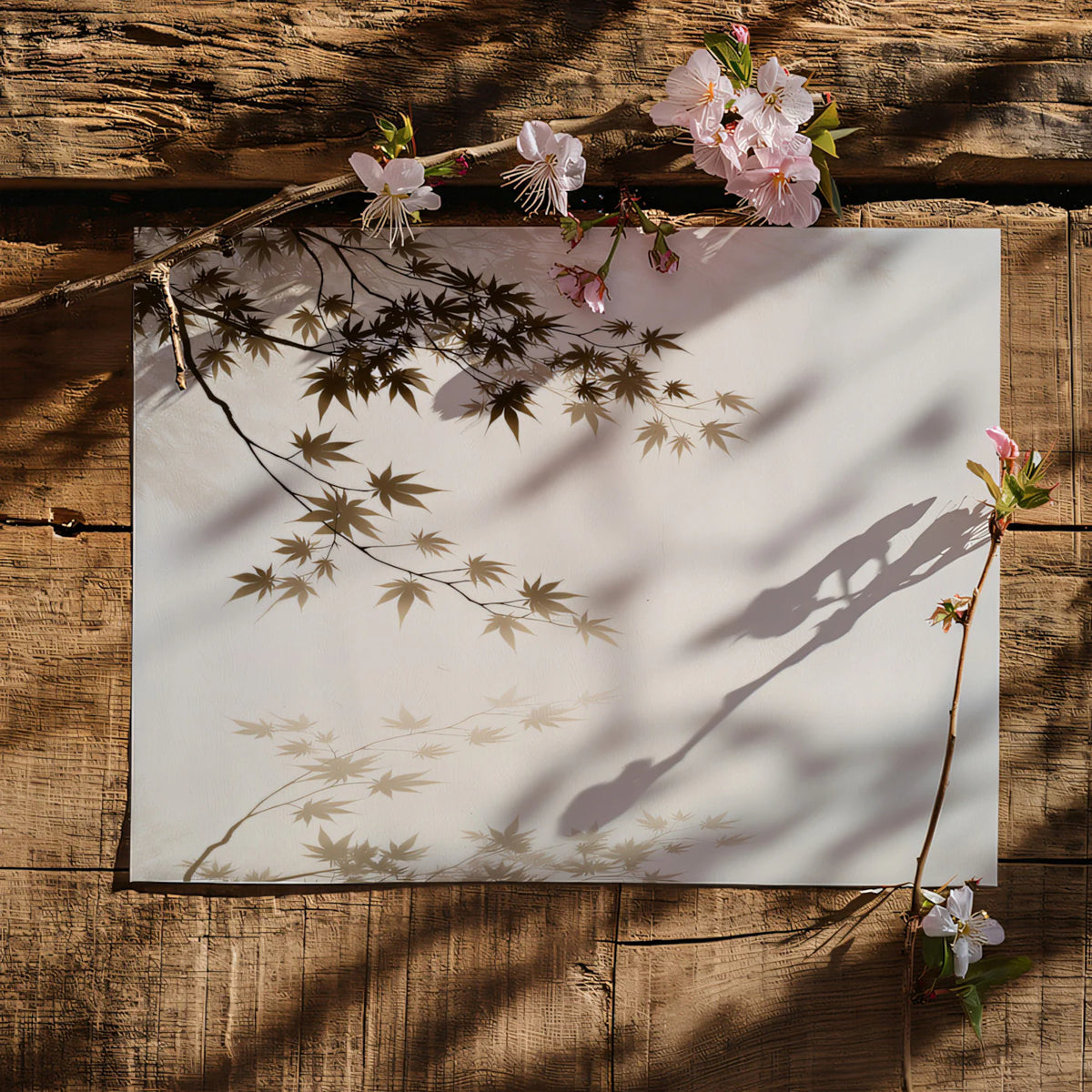 Zen Maple Branch Mural Wallpaper — Minimalist Ink Wash Design Mural Wallpaper - room preview 03