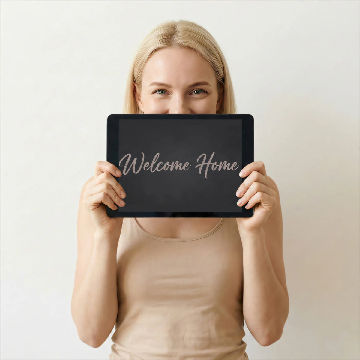 Welcome Home Script Mural Wallpaper — Moody Minimalist Design Mural Wallpaper - room preview 03
