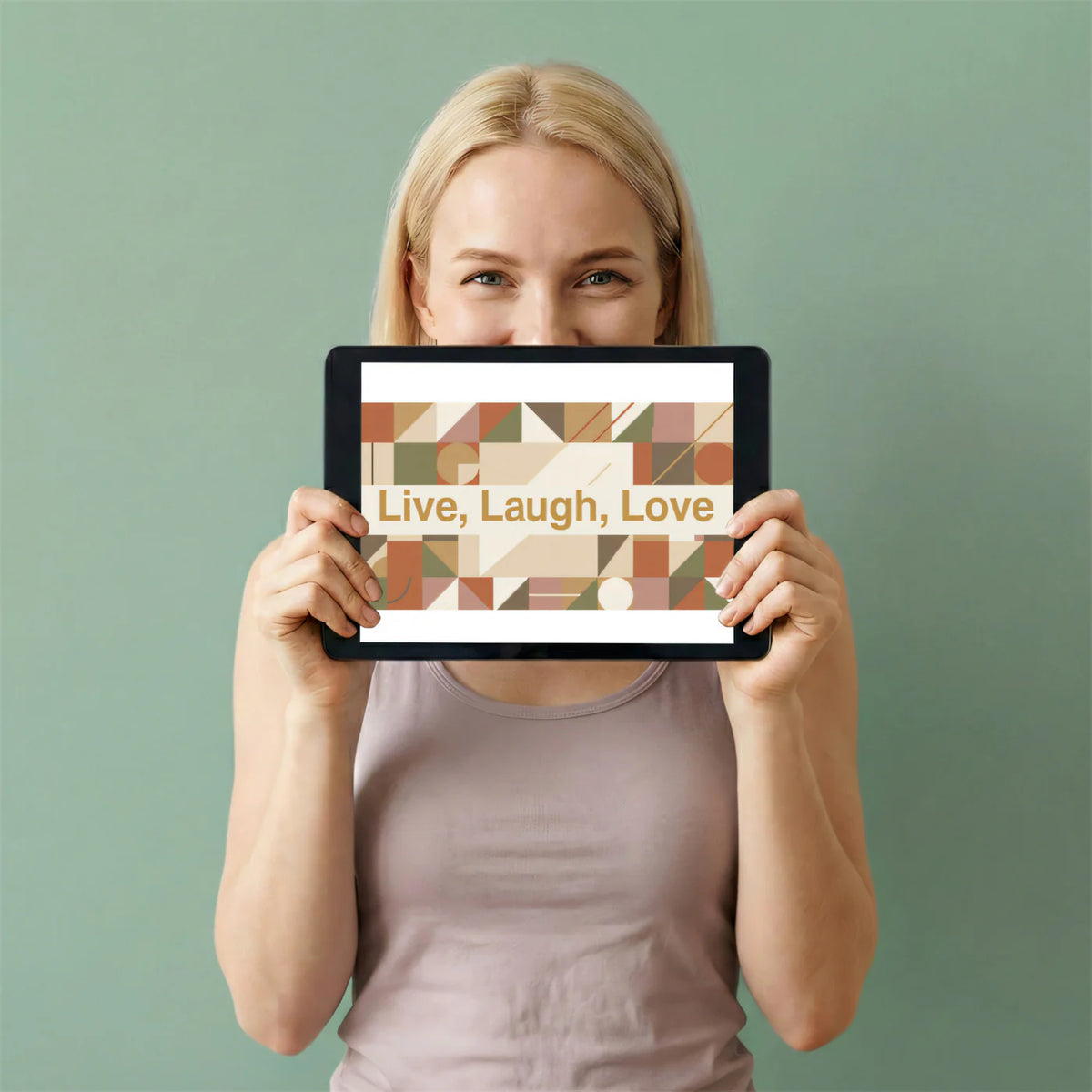 Geometric Typography Mural Wallpaper — Modern Earthy Patchwork Mural Wallpaper - room preview 03