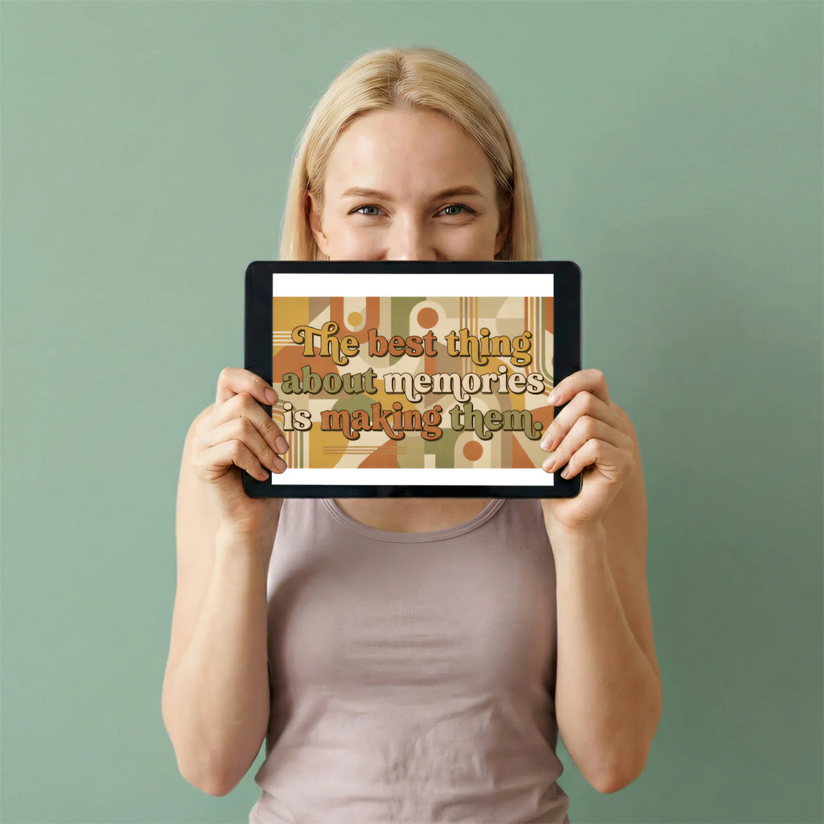 Retro Memories Typography Mural Wallpaper — 70s Geometric Graphic Mural Wallpaper - room preview 03