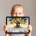 Winter Fairy Tree and Rabbits Mural Wallpaper — Whimsical Storybook Mural Wallpaper - room preview 03