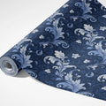 Navy Blue Acanthus Scroll Mural Wallpaper — Traditional Baroque Style Mural Wallpaper - room preview 03