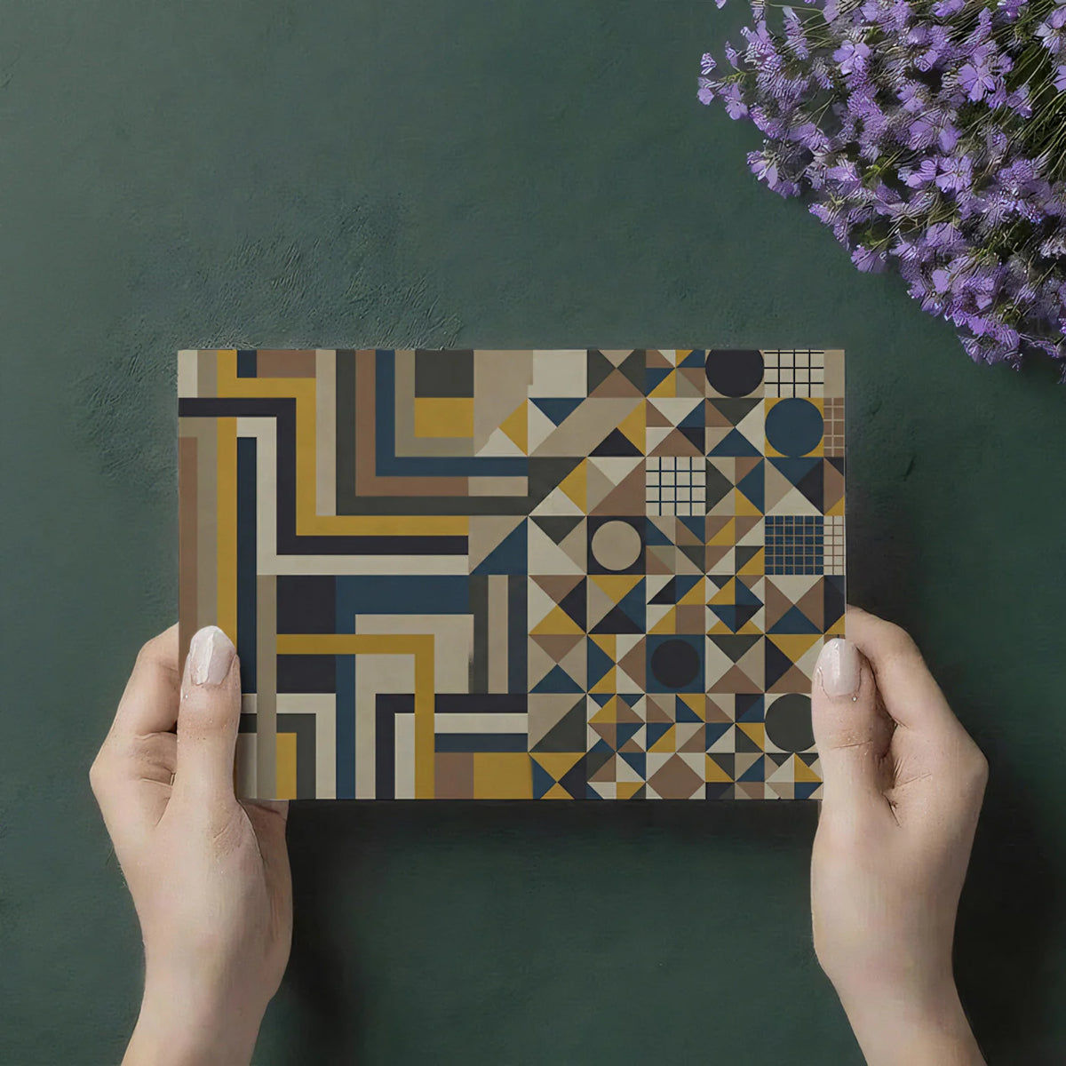 Mid-Century Geometric Maze Mural Wallpaper in Retro Tones Mural Wallpaper - room preview 03