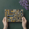 Mid-Century Geometric Maze Mural Wallpaper in Retro Tones Mural Wallpaper - room preview 03