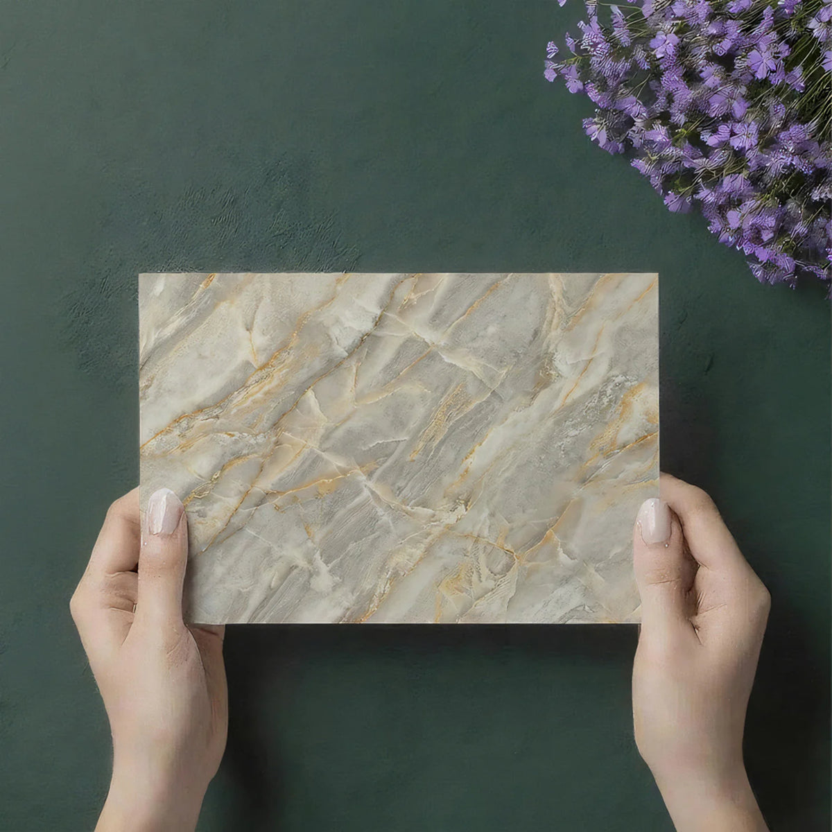 Grey and Gold Marble Mural Wallpaper — Sophisticated Stone Design Mural Wallpaper - room preview 03