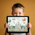 Watercolor Fairytale Castle Mural Wallpaper — Whimsical Landscape Mural Wallpaper - room preview 03