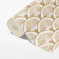 Art Deco Fan Mural Wallpaper — Geometric Bronze and Cream Pattern Mural Wallpaper - room preview 03
